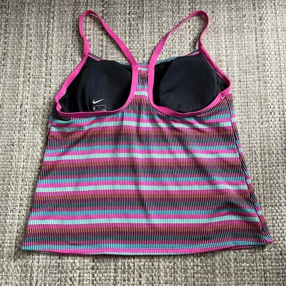 Nike womens Racerback Pink Stripe‎ Tankini top Size Large - Picture 3 of 7